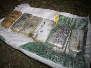 Seis "tijolos" de droga foram apreendidos