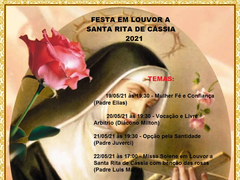 Leia mais sobre o artigo Festa em louvor a Santa Rita de Cássia
