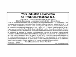 York Indústria e Comércio de Produtos Plásticos S.A.